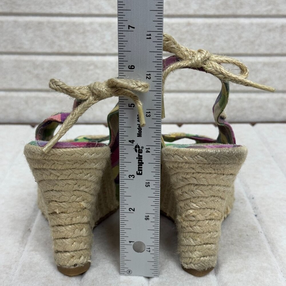 Not Rated Plaid Espadrille Wedge Sandals Peep Toe Slingback Women 8.5 - Picture 4 of 11